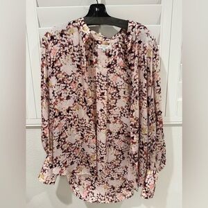 Equipment Pink and White Floral Blouse